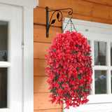 2Pcs Fake Flowers Bougainvillea Artificial Flowers Uv Resistant Faux Hanging Plants Vine For Indoor Outdoor Planter Vase Home Porch Garden Wedding Summer Decor (Red)