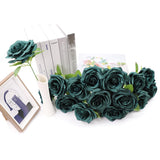 Roses Artificial Flowers Artificial Roses Fake Rose Silk Rose Fake Flowers With Stems For Diy Wedding Bouquets Party Tables Centerpieces Floral Arrangements (16, Emerald Green)