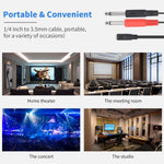 3.5Mm To 1/4 Adapter Cable, 1/4 Mono To 3.5Mm Stereo Splitter Adapter Cable, 1/8 Trs Female To Dual 6.35Mm Ts Male Stereo To Mono Y Splitter Cable, 20Cm/8Inch