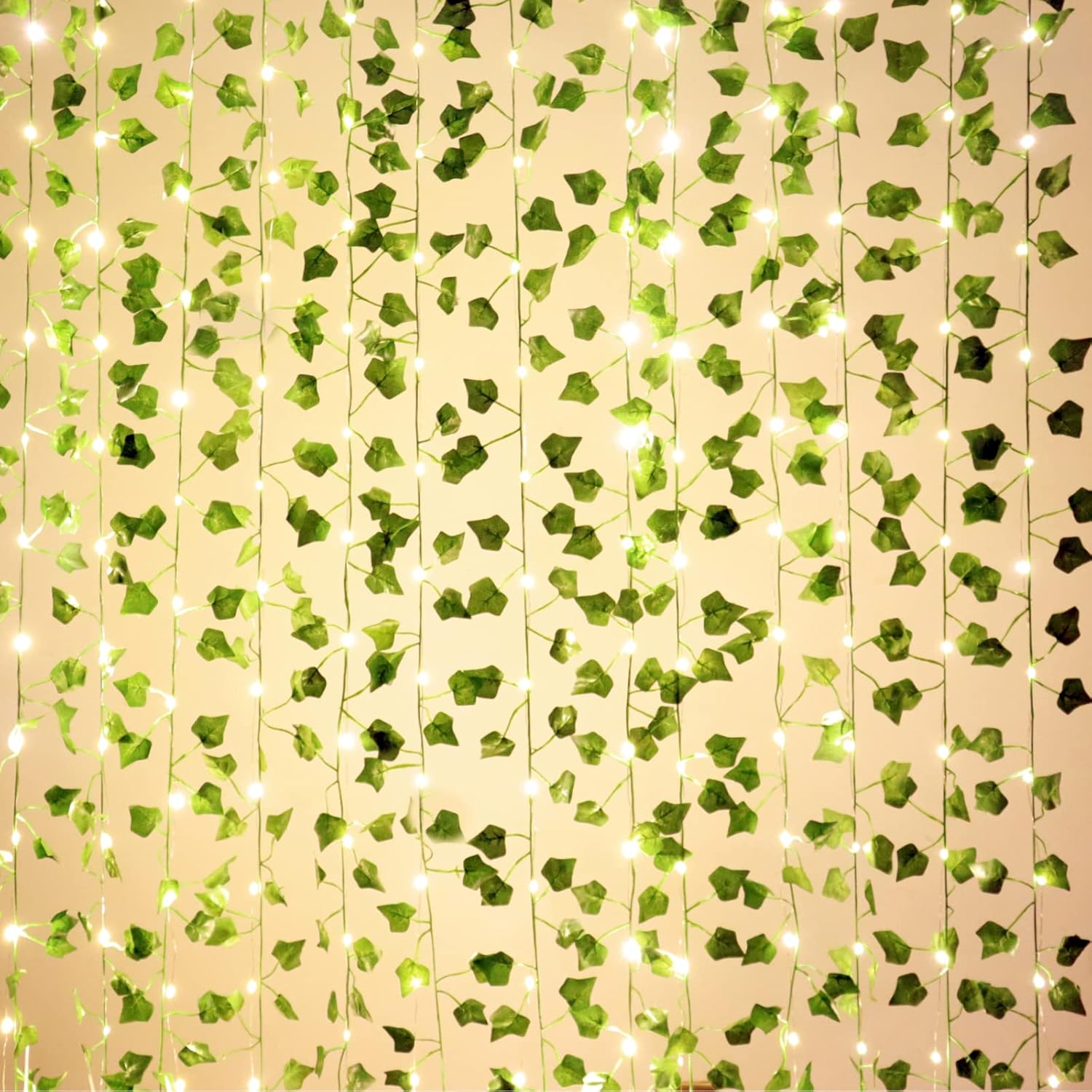 168 Ft Artificial Ivy Garlands With 400 Led /132Ft String Light Fake Vines For Bedroom Decor Ivy Leaves Greenery Faux Hanging Plants Green Flowers Decor For Home Kitchen Garden Office Wedding Wall
