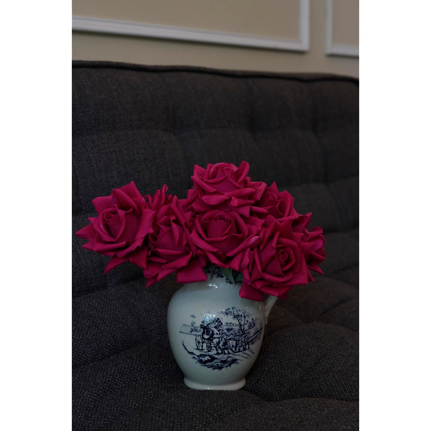 Real Touch Roses, Artificial Roses | 10Pcs Faux Mini Roses Bouquet,Real Touch Fuchsia Roses For Wedding Centerpiece, Home & Party Decor (Fuchsia)
