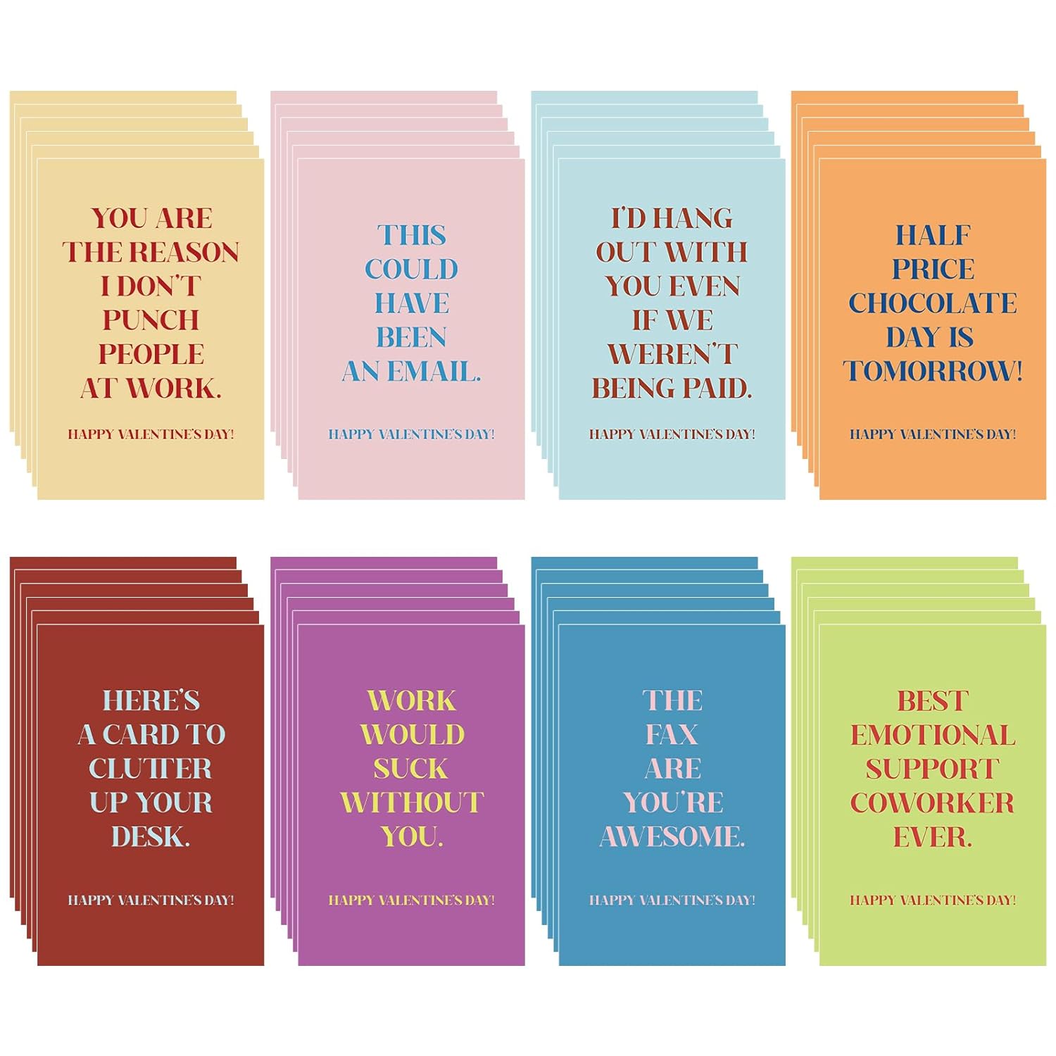 48 Pcs Valentines For Coworkers Funny Greeting Cards Bulk With Envelopes And Stickers Humorous Valentine'S Day Card For Employees Family Colleagues Gift Supplies, 4 X 6