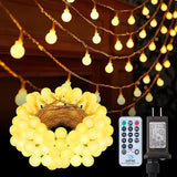100 LED Globe String Lights 59FT Plug in Fairy Lights with Remote Control 8 Lighting Modes Waterproof Dimmable Warm White Decorative String Lights for Indoor Outdoor Bedroom Patio Party Decor