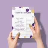 Purple And Gold Baby Shower Games - Guess The Price Is Right - Fun Baby Shower Activities For Guests - 25 Gender Neutral Cards For Prince Or Princess Themes