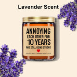 Funny Scented Candle, 10 Year Anniversary, Gifts For Wife, Husband, Couple - Aluminum Or Tin Gifts For 10Th Anniversary For Him, Her - 10 Year Wedding Anniv. Decorations - 9 Oz