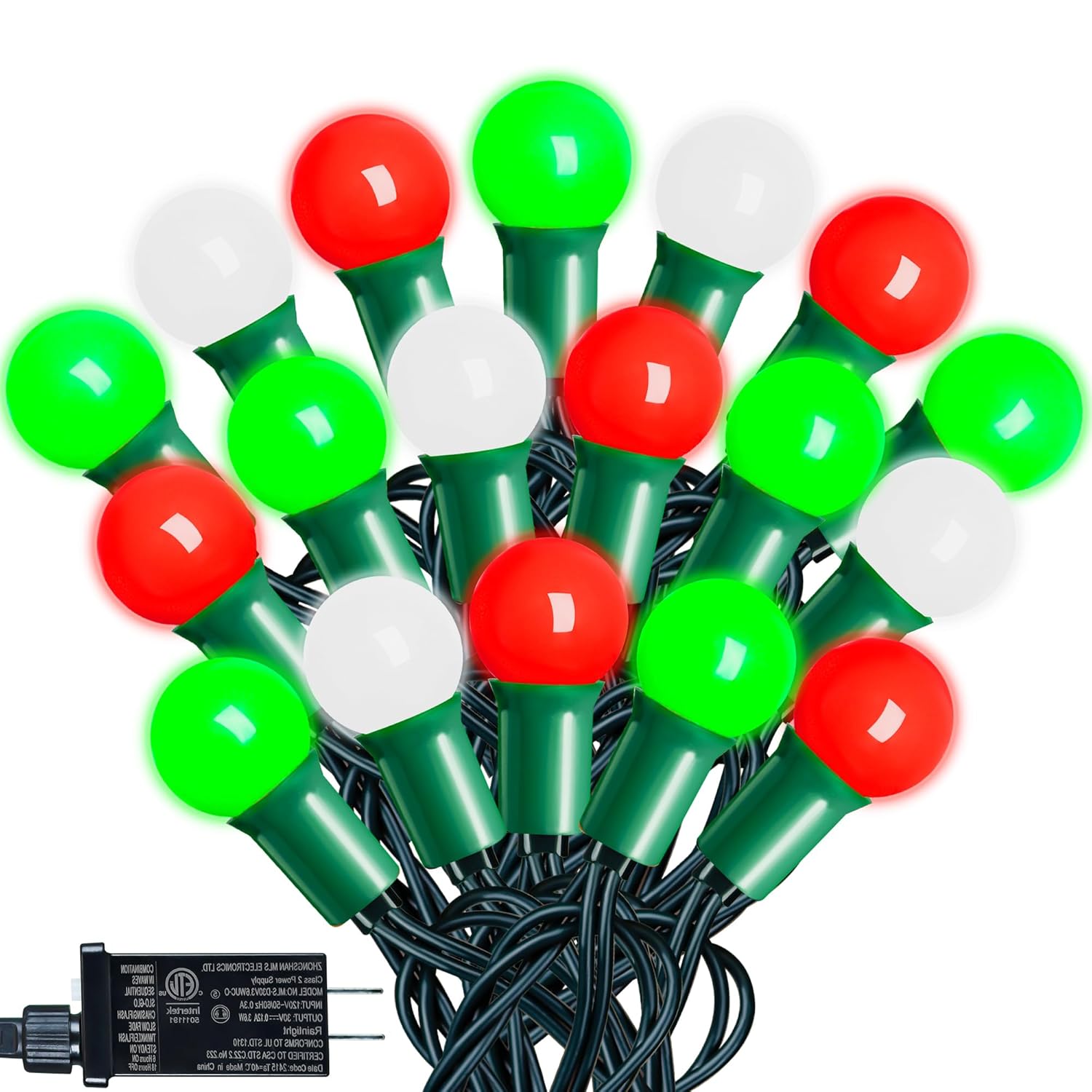 100Led G15 Christmas String Lights - 39Ft Globe Fairy Lights With Timing Function, Connectable, 8 Modes Christmas Lighti
