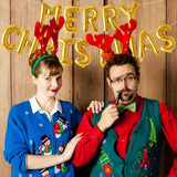 Merry Christmas Balloons Banner, 16 Inch Gold Merry Christmas Balloon Banner Sign, Christmas Foil Balloons Banner For Christmas Party Decorations, Christmas Theme Birthday Party Decorations