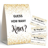Gold Polka Dot Confetti Design How Many Kisses Bridal Shower Game,Bridal Shower Decorations,Popular Bridal Shower Games,Engagement Party Game,Set Including 1 Sign And 50 Guessing Cards-07