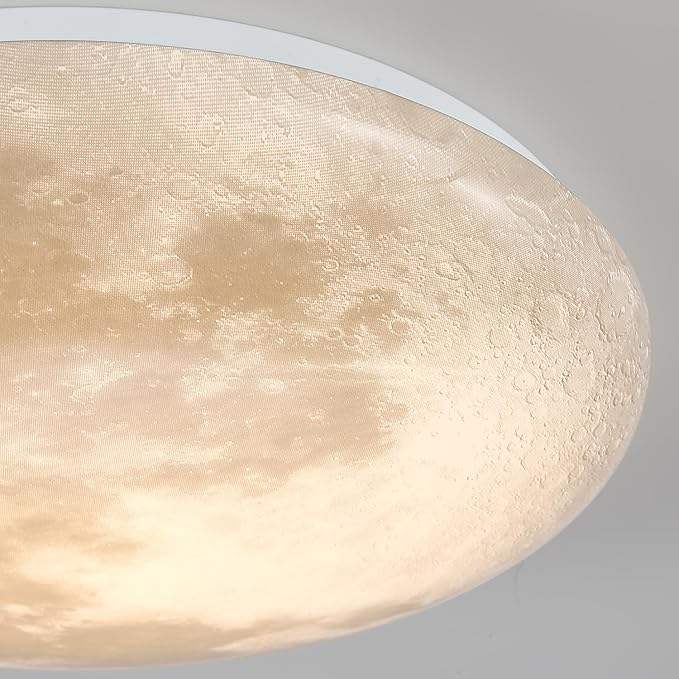 15 Inch 3D Moon LED Ceiling Light 5CCT Adjustable Flush Mount Fixture