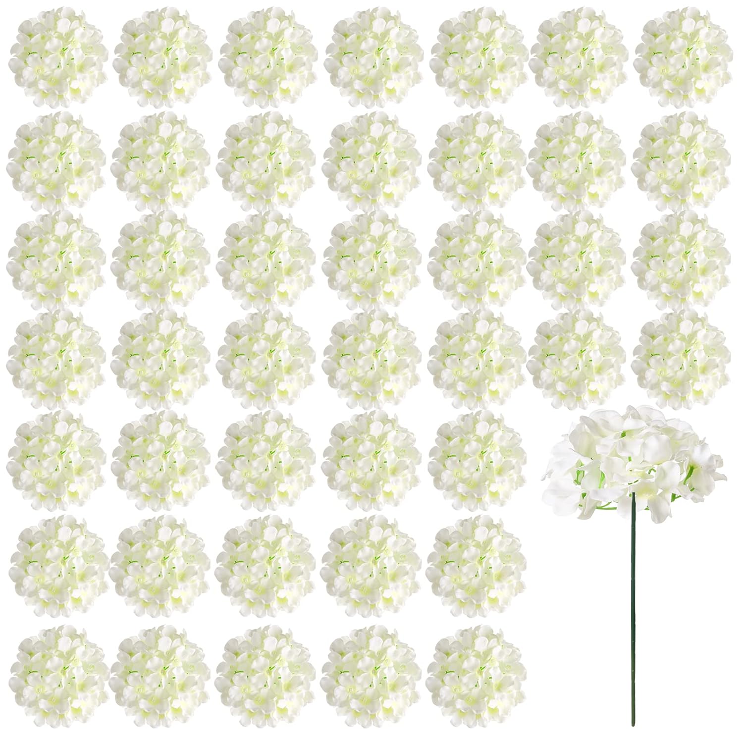 46 Pcs Hydrangea Artificial Flowers Silk Hydrangea Heads With Stems, Ivory Artificial Hydrangea Flowers For Diy Wedding Centerpiece, Garden, Home, Party, Baby Shower Decor