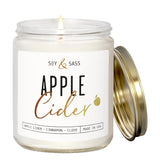 Apple Cider Candle, Fall Candles I Apple Cider, Cinnamon & Nutmeg - Infused With Essential Oils I Mulled Cider Fall Scented Candle (Soy) For Home I 9Oz Reusable Jar I 50Hr Burn I Made In Usa
