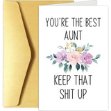 Funny Aunt Mother'S Day Card Gift, Mothers Day Card For Aunt Auntie, Aunt Birthday Card From Niece Nephew, Thinking Of You Aunt Card, You'Re The Best Aunt Card