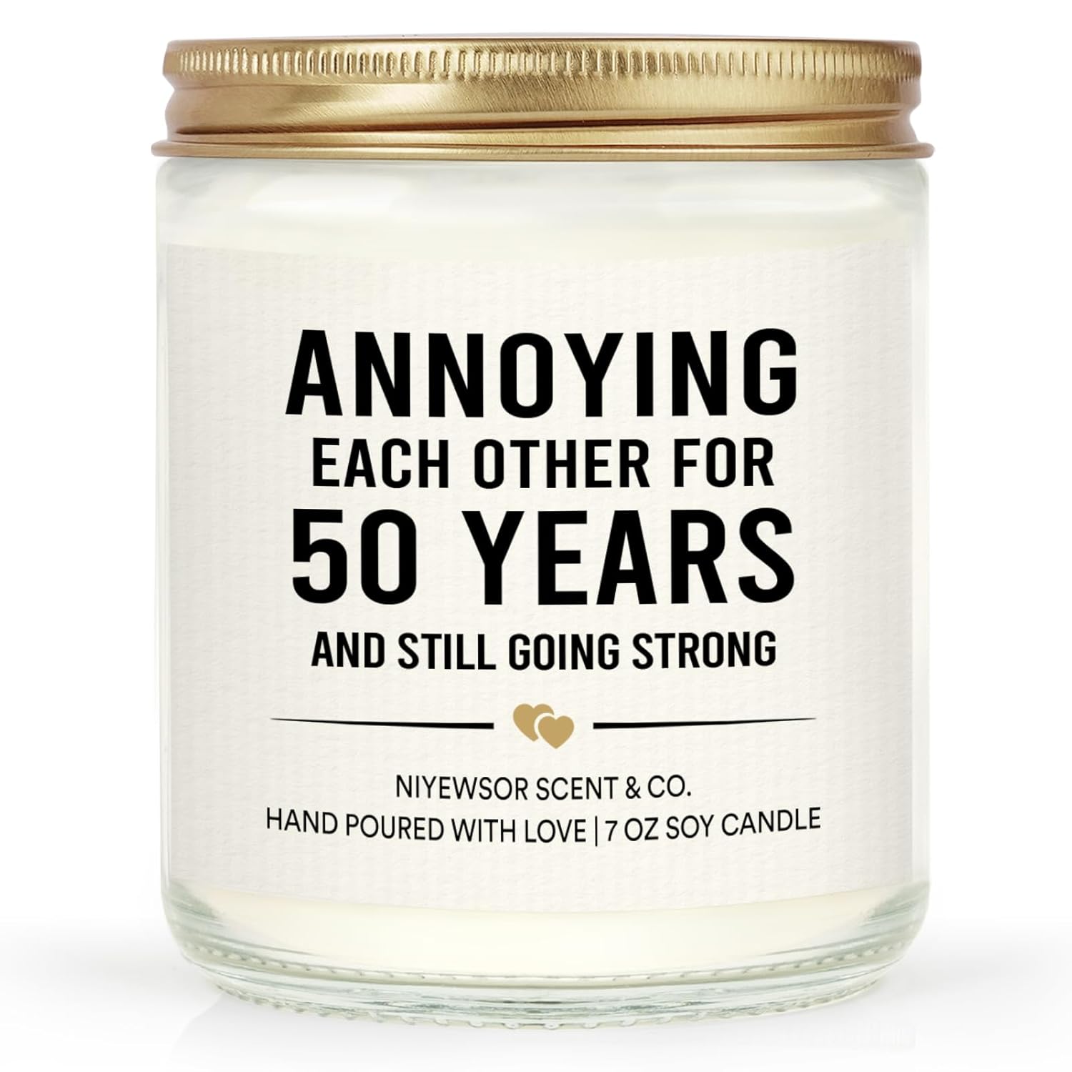 50Th Wedding Anniversary Couple Gifts, 50Th Anniversary Candle Gifts For Couple, Parents, Husband, Wife, Him, Her, Friends, Golden Wedding Keepsake, Handmade, 7Oz