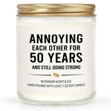 50Th Wedding Anniversary Couple Gifts, 50Th Anniversary Candle Gifts For Couple, Parents, Husband, Wife, Him, Her, Friends, Golden Wedding Keepsake, Handmade, 7Oz