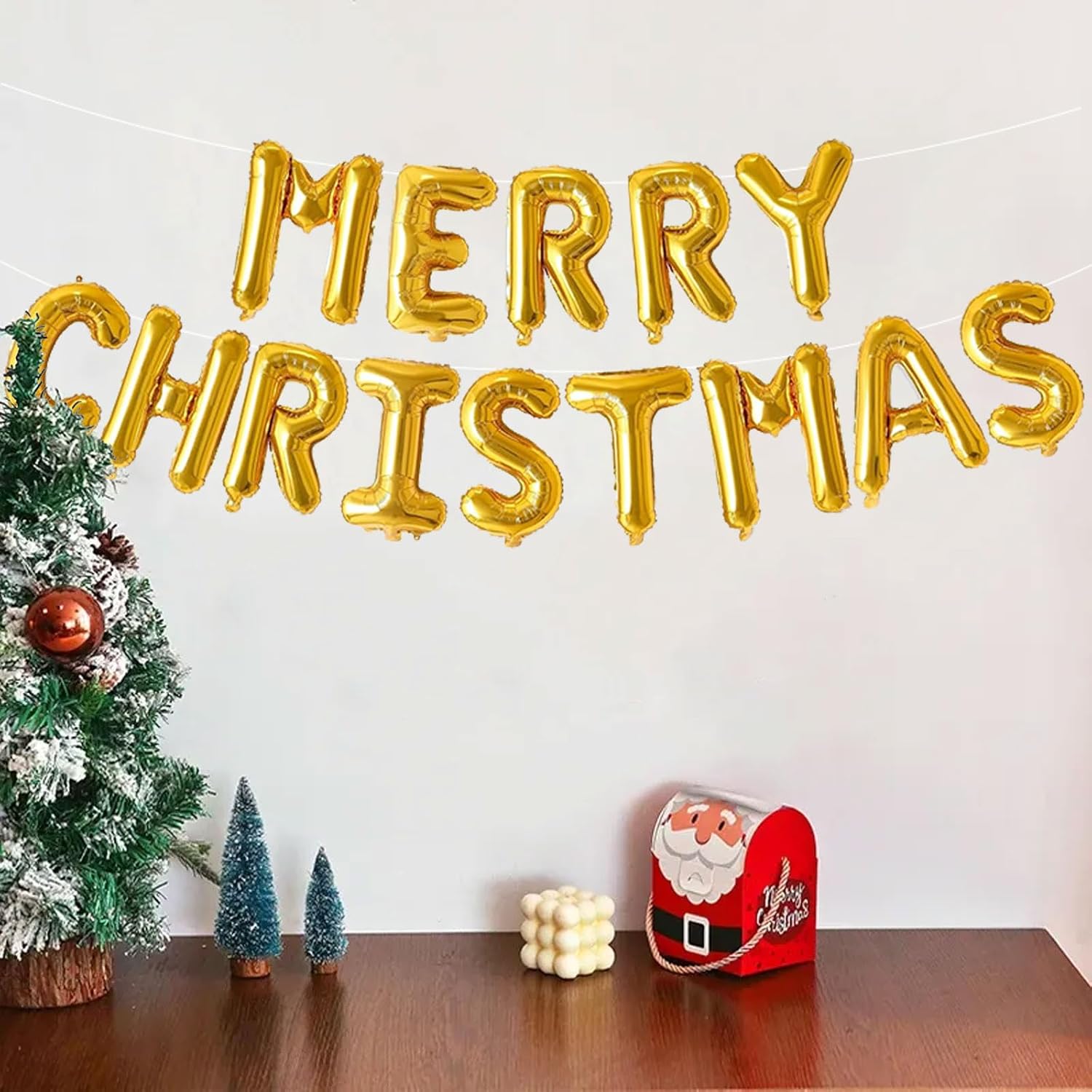 Merry Christmas Balloons Banner, 16 Inch Gold Merry Christmas Balloon Banner Sign, Christmas Foil Balloons Banner For Christmas Party Decorations, Christmas Theme Birthday Party Decorations