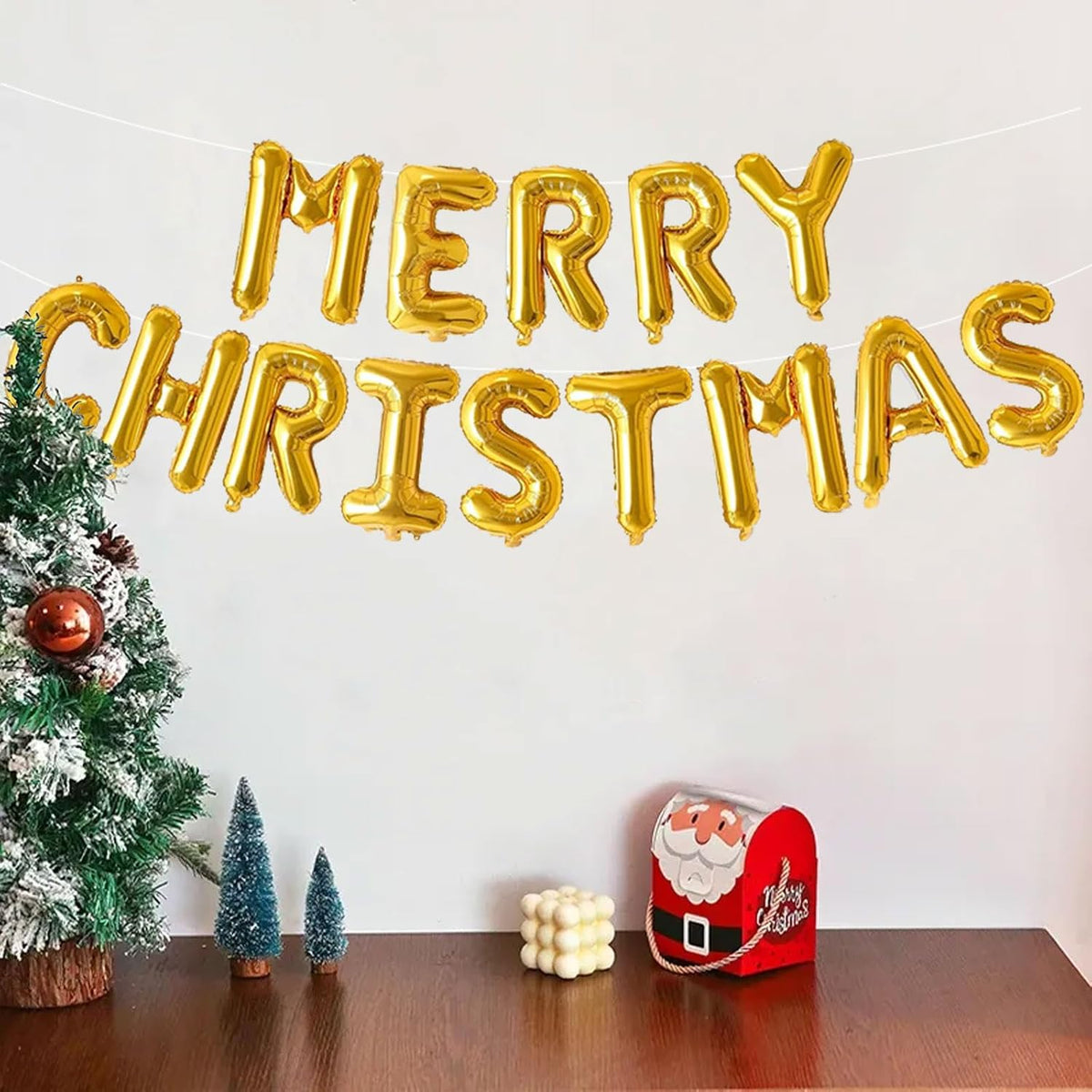 Merry Christmas Balloons Banner, 16 Inch Gold Merry Christmas Balloon Banner Sign, Christmas Foil Balloons Banner For Christmas Party Decorations, Christmas Theme Birthday Party Decorations
