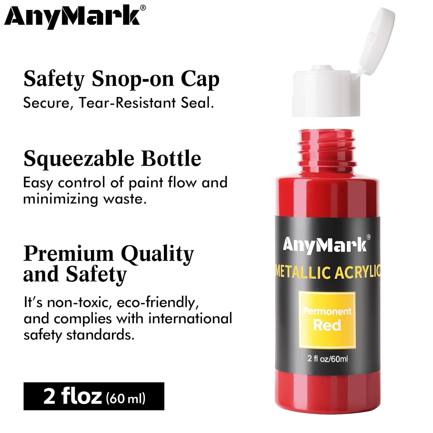 Metallic Acrylic Paint, 24 Colors With 10 Brushes, 2 Fl Oz/60Ml Bottles, Glitter Acrylic Paint Set For Kids Adults Canvas, Rock, Wood