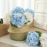 5Pcs 20'' Blue Artificial Hydrangea Flowers Latex Faux Hydrangeas Real Touch Silk Hydrangea With Stems For Home Decor Weddings Table Floral Arrangements Centerpieces Party Decorations
