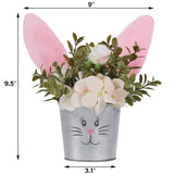 2 Pcs Easter Table Decorations Artificial Flower With Bunny Ear, Lighted Easter Desk Decor Bunny Flowers, Easter Tabletop Decorations For Home Table Mantle Office Spring Party
