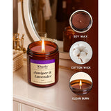 Soy Candle Gifts For Women & Men - 7Oz Brown Scented Candle,50-Hour Burn Time,Aromatherapy Jar For Home Decor,Relaxing Ambiance In Bedroom & Office(Juniper Lavender)