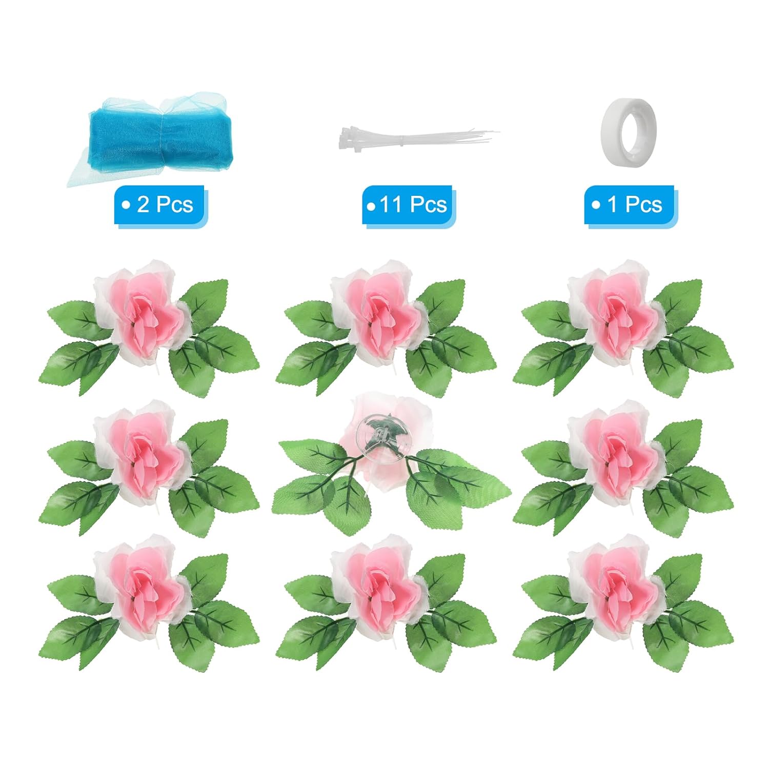 Wedding Car Flower, Artificial Flowers Bouquet Set Wedding Car Decoration For Decoration Handle Ornament Supplies Party Events Accessories, Pink Blue