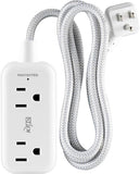 2 Outlet Mini Surge Protector 1 USB C 2 USB A 5FT Braided Cord White