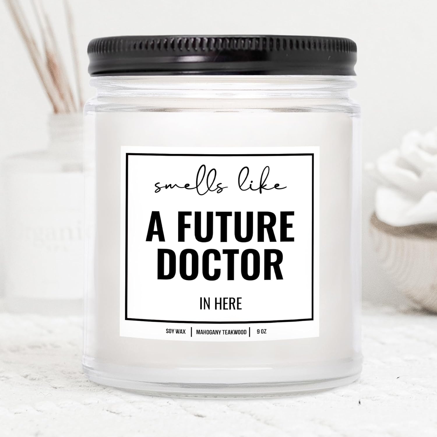 You Nique Designs Future Doctor Candle 9 Oz - Med Student Gift, Medical Student Gifts & Medical School Graduation Gifts - Future Doctor Candles For Med Students (Mahogany Teakwood)