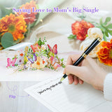 Best Wishes Card - 3D Flower Butterfly Pop Up Greeting Cards Thank You Birthday Get Well Mothers Day Gift Card For Women Wife Mom Friends Sister With Envelope