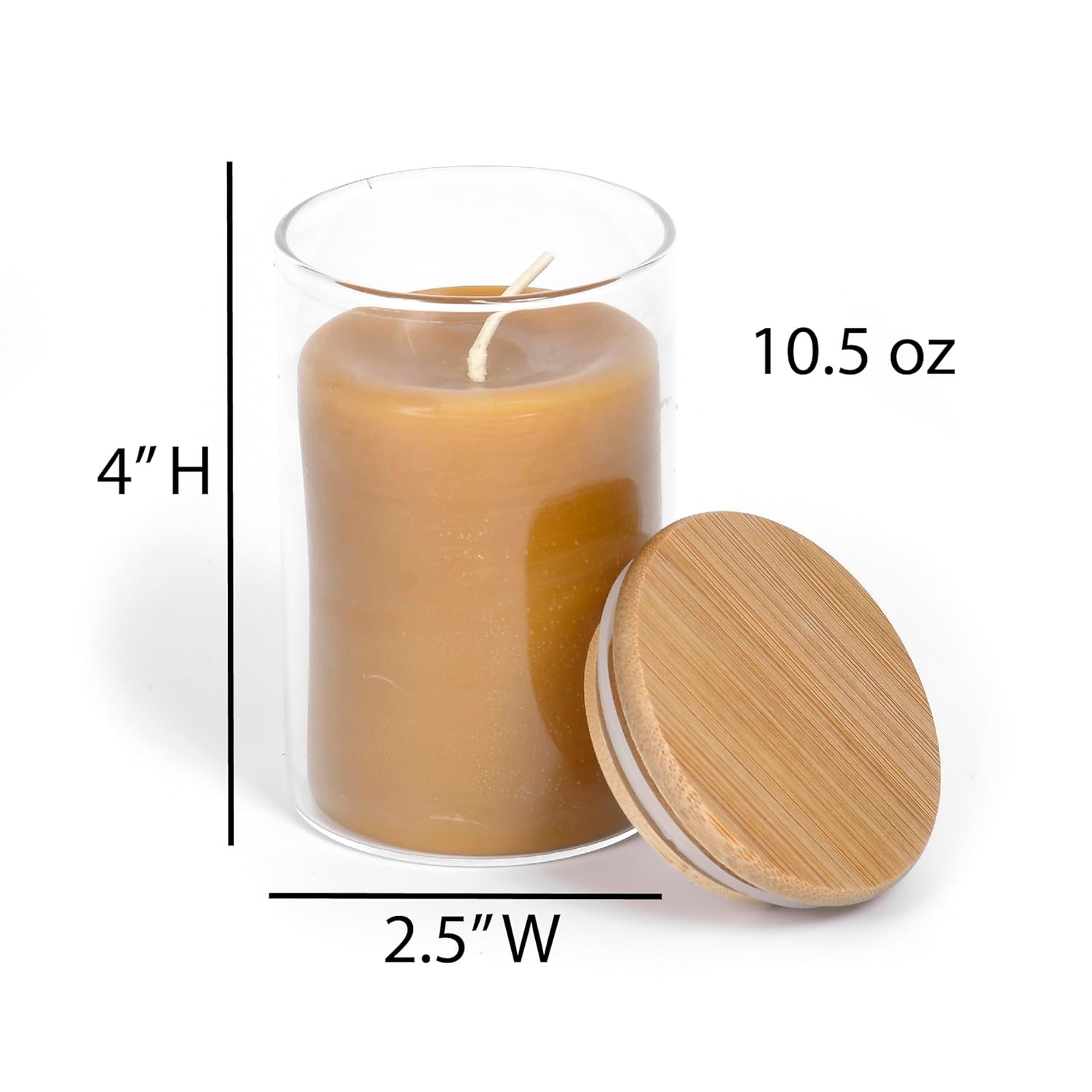 Beethelight Beeswax Jar Candle - 100% Pure Usa Bees Wax In Glass Container - 33 Hours Burn Time - All Natural 100% Pure Beeswax & Lavender Essential Oil Candle - Handmade Decorative Jar Candle