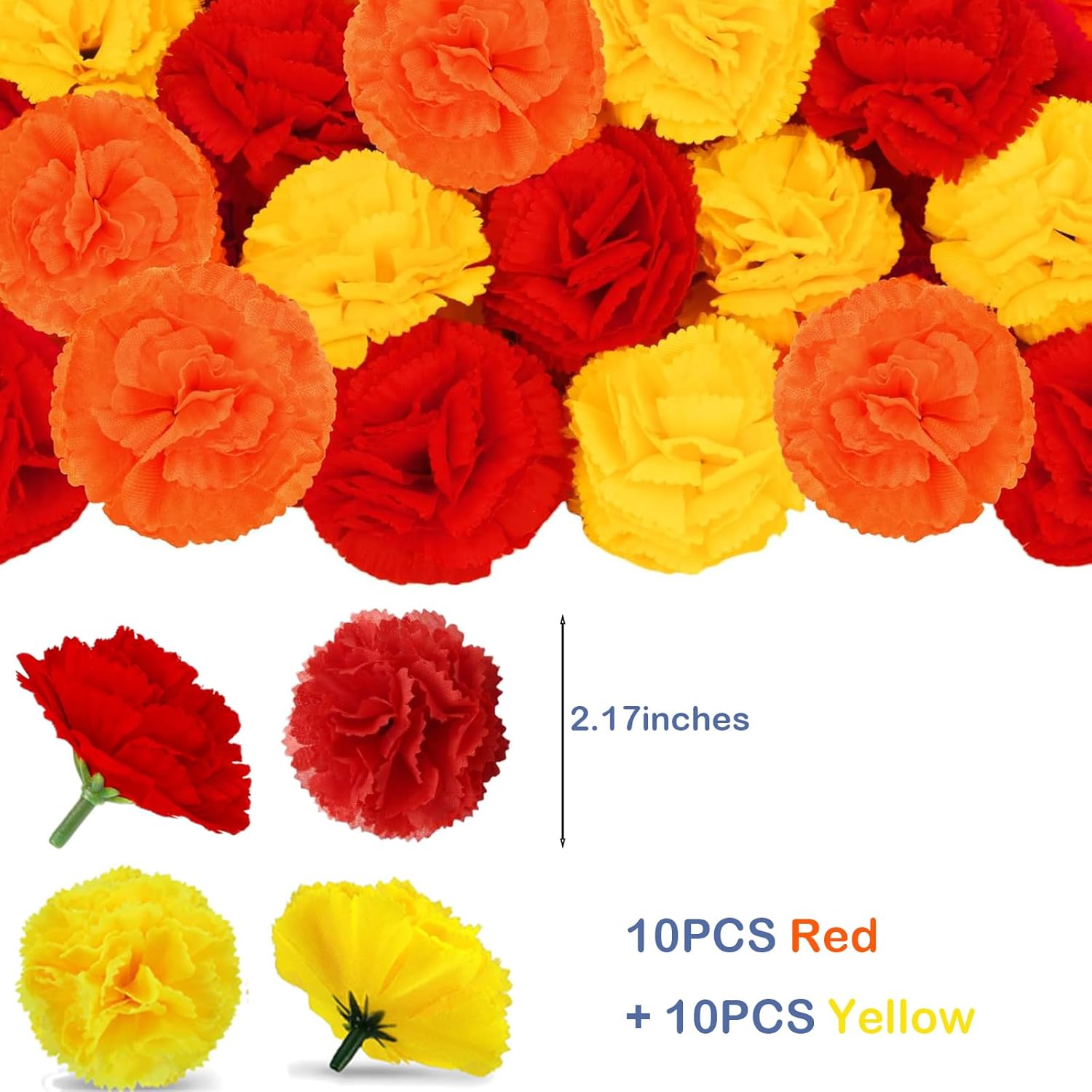 Yellow And Red Marigold Flowers And Artificial Garland For Mexican Party Dia De Los Muertos Diwali Thanksgiving Decorations