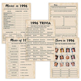 30Th Birthday Party Games, Born In 1996 Games Bundle, Set Of 5 Activities For 10 Guests, Birthday Party Supplies For Adults, Pack Of 50 Cards