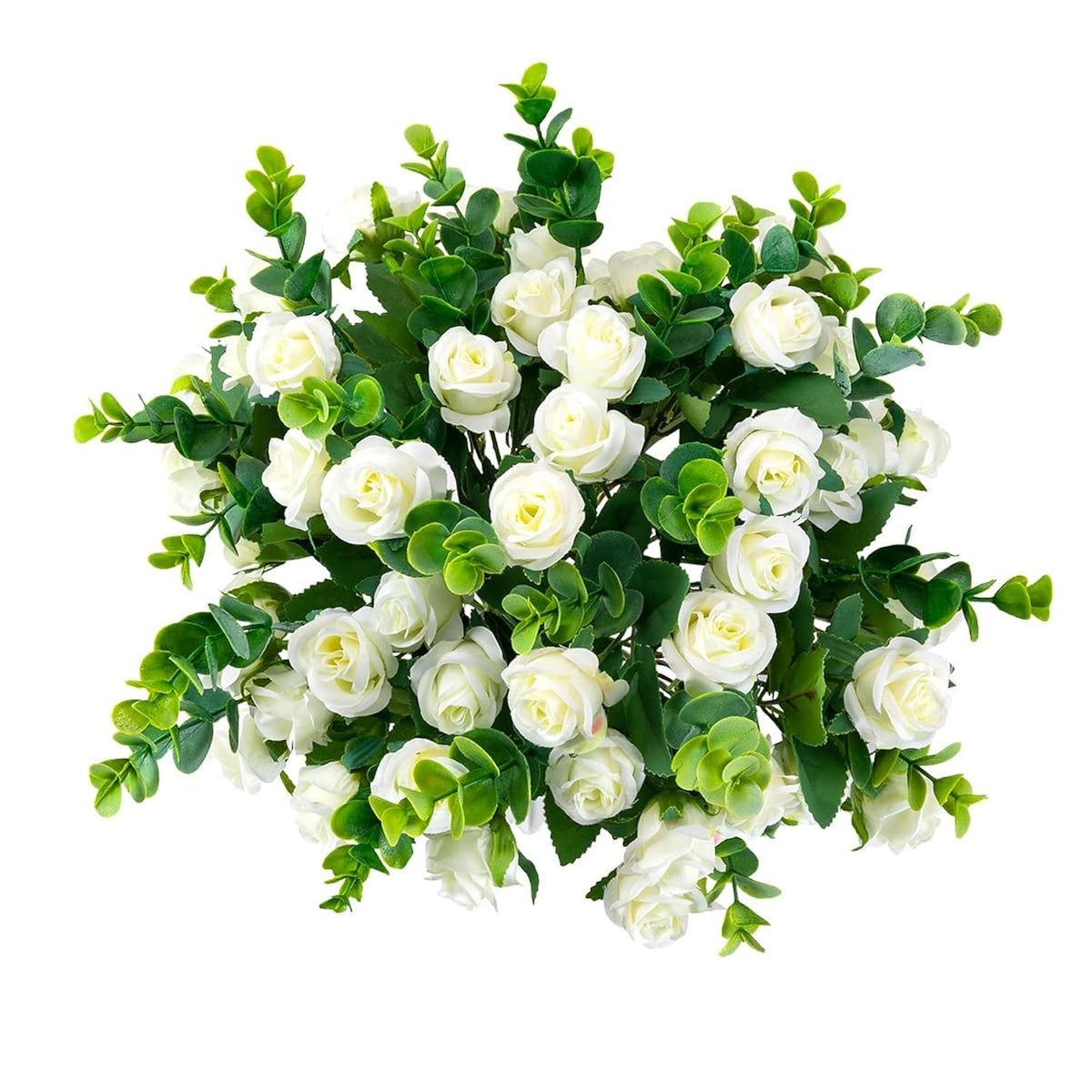 Artificial Flowers Fake Silk Rose For Decoration 33 Heads Small Roses Blooming Faux Flower Bouquet With Stem For Diy Vase Home Wedding Party 3 Pack White