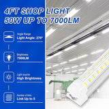 2 Pack 4FT LED Shop Lights 50W 7000LM 6500K V Shape Linkable Garage Warehouse Lights