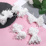 2000Pcs Artificial Floral Pollens Stamen Mini Double Heads Flower Stamen Handmade Diy Artificial Cards Pistilos Para Flores Artificiales For Wedding Christmas Flower Making Scrapbook Home Decor, White