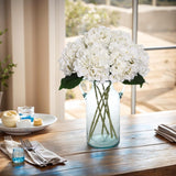 6Pcs Faux White Hydrangeas Fake Flowers Artificial Silk Hydrangea Flower With Stems Bouquets Arrangement For Home Table Centerpieces Wedding Baby Shower Birthday Party Decoration(White)