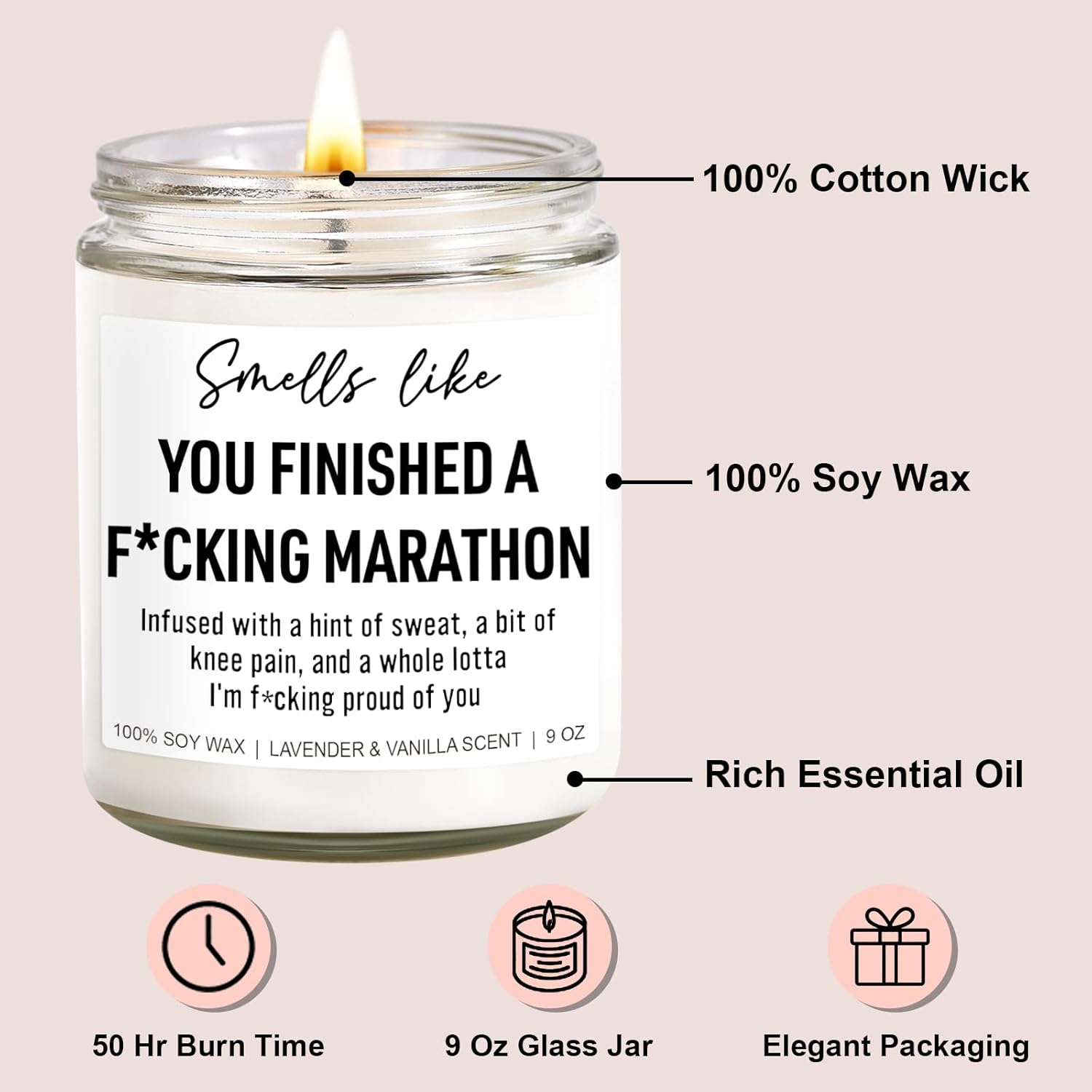 Funny Scented Candle, Gifts For Runners Men, Women, Christmas, Cross Country Running Gifts, Half Marathon Essentials, Track And Field, Running Accessories For Women, Marathon Runner Presents