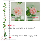 2 Pack Pink Artificial Rose Garland Each 6.5Ft Fake Rose Vine Hanging Floral Garland For Wedding Swing Table Centerpiece Arrangement Decor