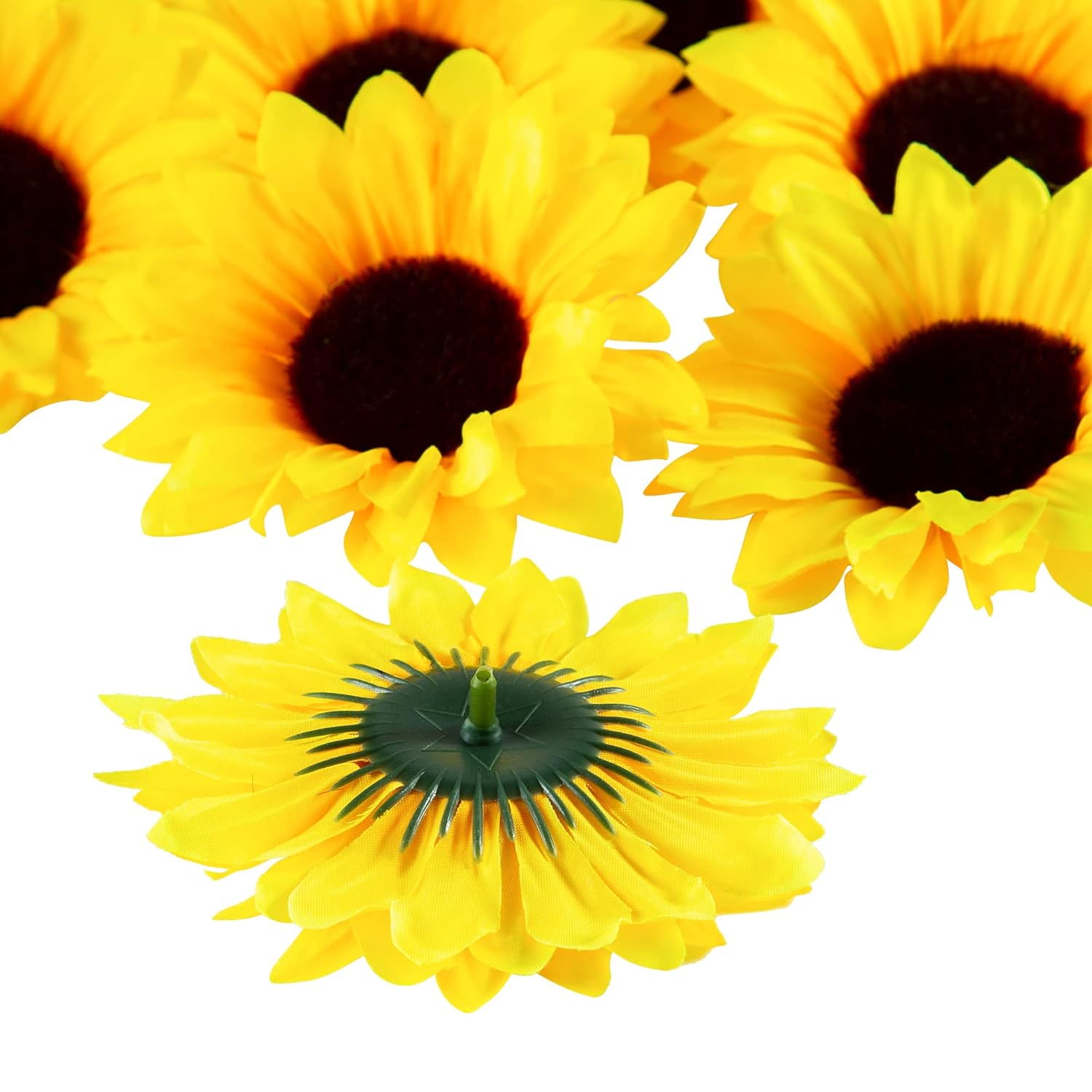 40Pcs Fake Sunflower Heads With Stems, 4" Sunflower Artificial Silk Flower Heads For Party Baby Shower Wedding Making Handicrafts Home Decor(Yellow)