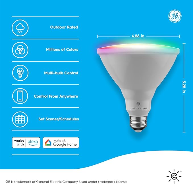 PAR38 Smart LED Flood Light Bulb 2 Pack Color Changing WiFi Outdoor Light Works with Alexa Google Home