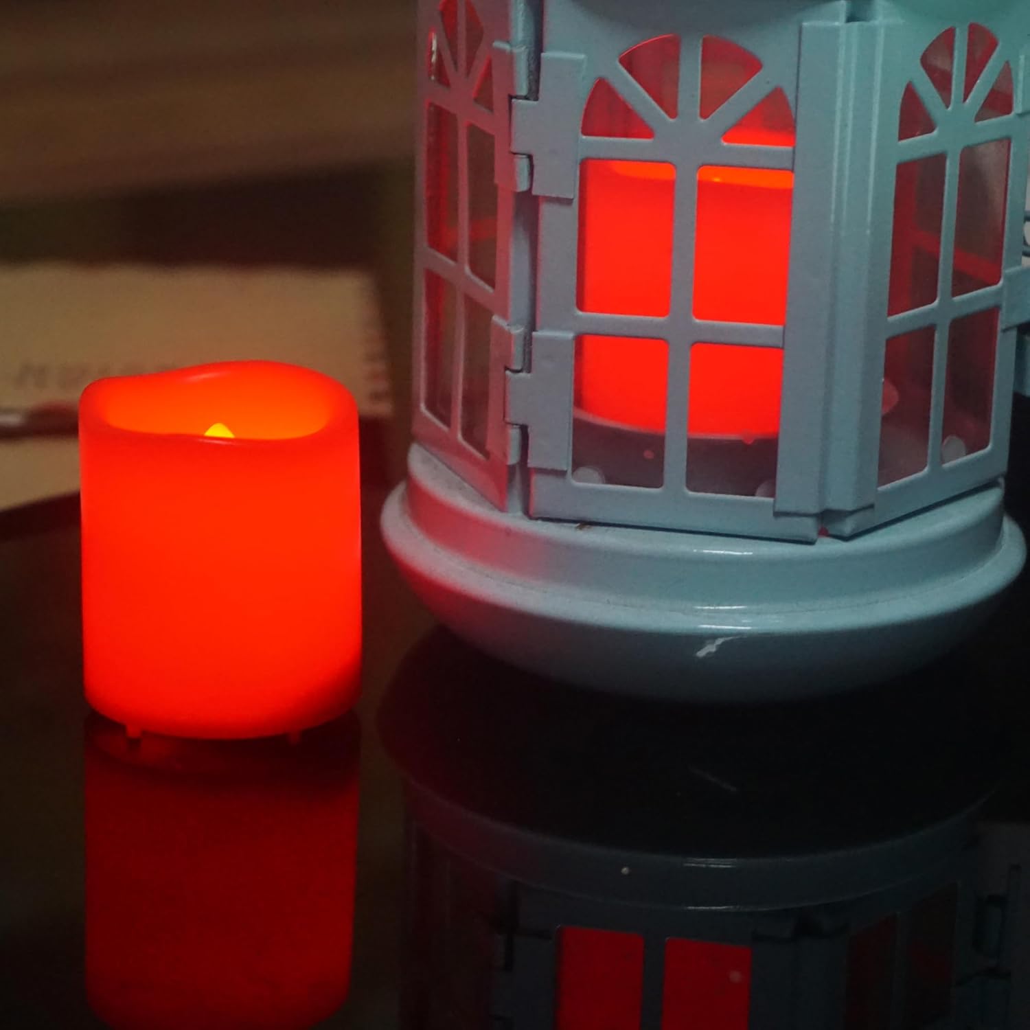 CANDLE CHOICE Battery Operated Flameless Votive Candles Small Bright Flickering LED Lights for Wedding Party Table Centerpieces Halloween Christmas Home Decorations Batteries Included 24 Pack Red