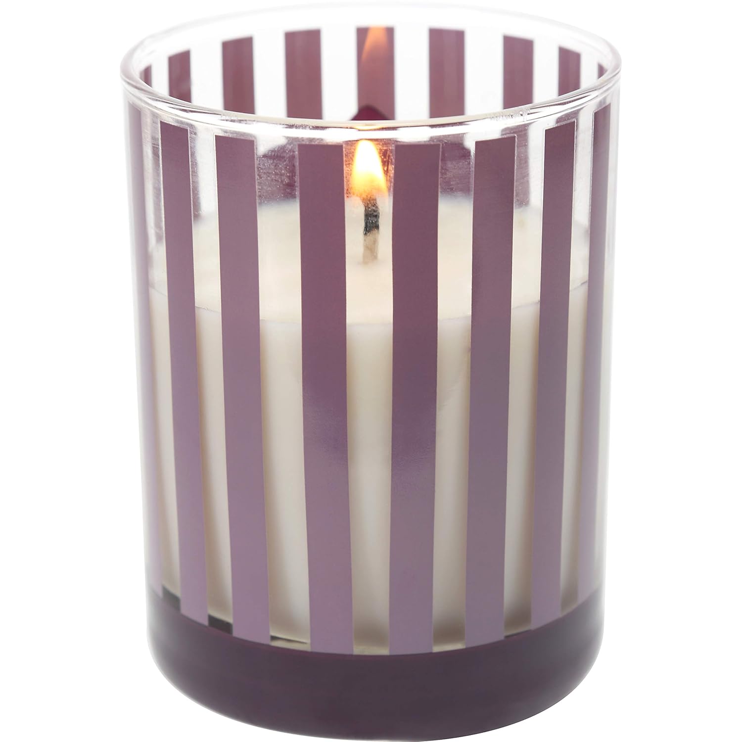 Pavilion Gift Company Sisters - 7 Oz Purple Stripe Glass Candle - Serenity Fresh Cotton Scent