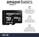 256GB Micro SDXC Memory Card, A2, U3, 100MB/s Read Speed, Full Adapter, Black