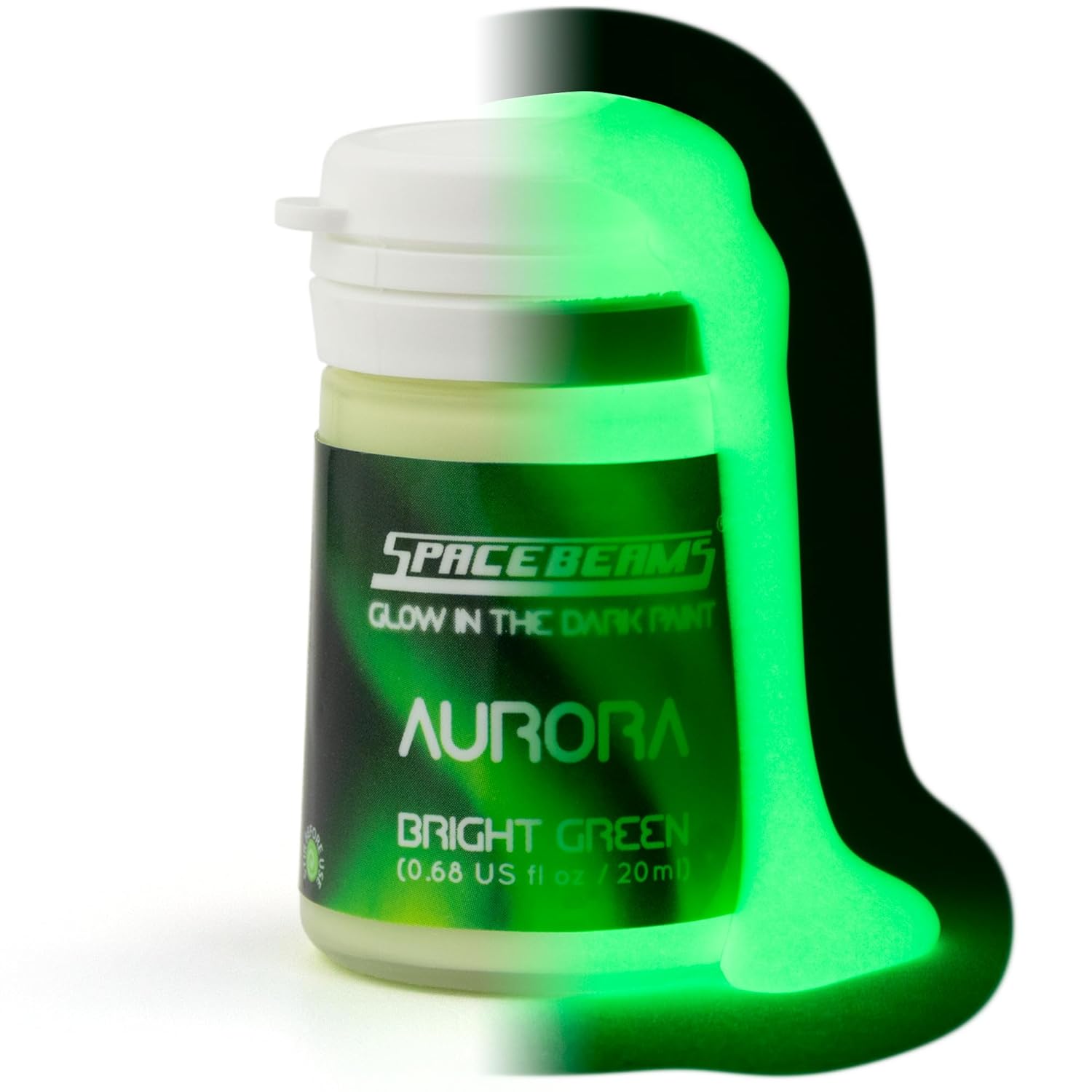 Aurora Glow In The Dark Paint (0.68 Fl Oz) Bright Green Glow, Non-Toxic, Water Based