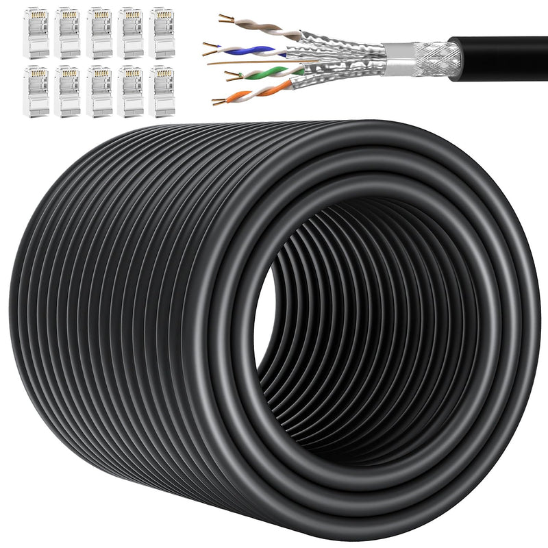 Cat 7 Ethernet Cable Outdoor 100M/328Ft, Triple Shielded Ethernet Cable Sftp,