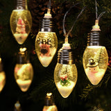 2Pcs Christmas Snow Globe String Lights, 13.2Ft Vintage Christmas Lights Indoor, 20 Led Globe Bulbs String Light With Sn
