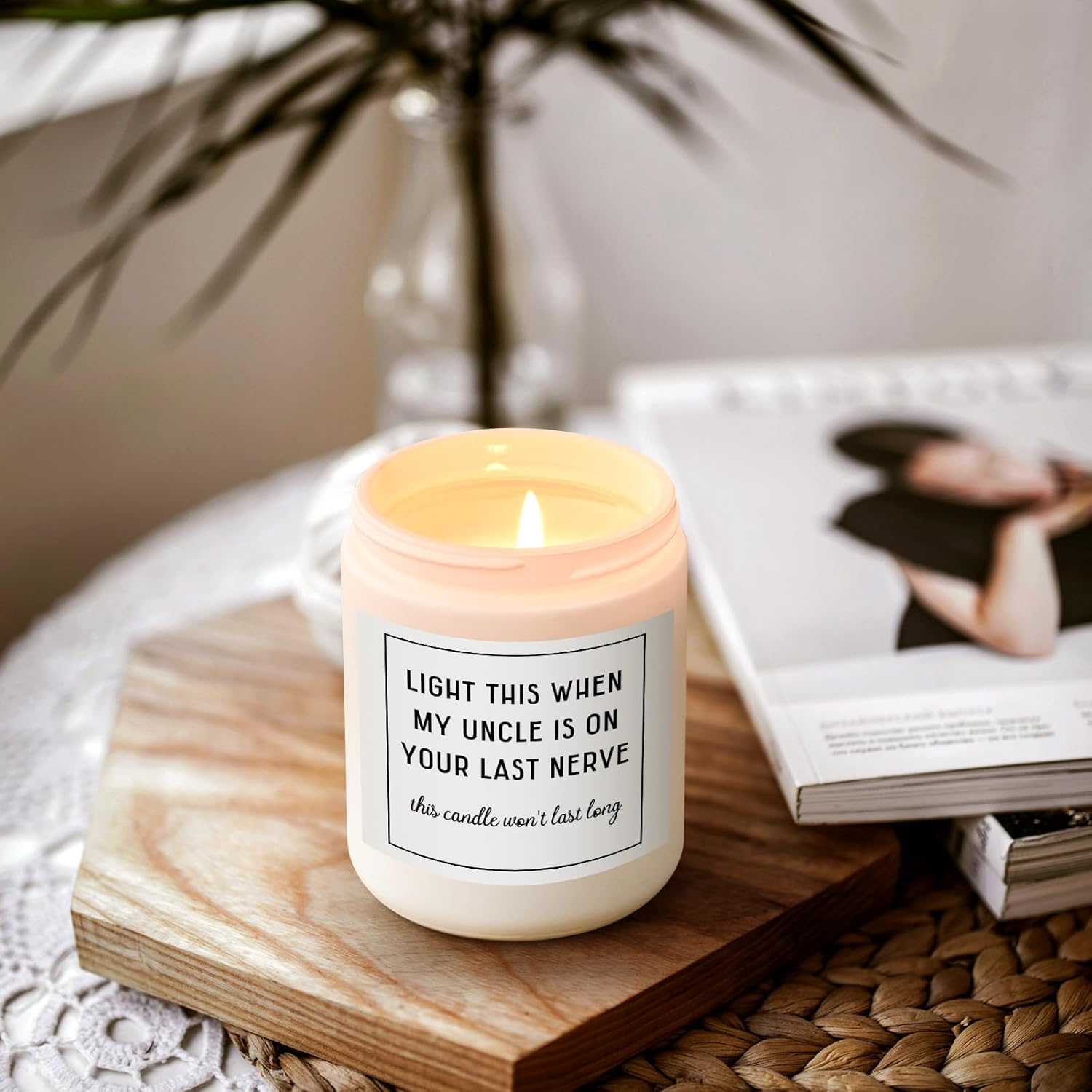Aunt Gifts, Aunt Mothers Day Gift From Niece Nephew, Light This When My Uncle Lavender Scented Candle For Christmas Birthday Wedding Mother'S Day(7 Oz, White)