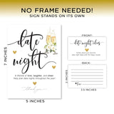 Fun Wedding Bridal Shower Games, Elegant Date Night Game Sign And Cards