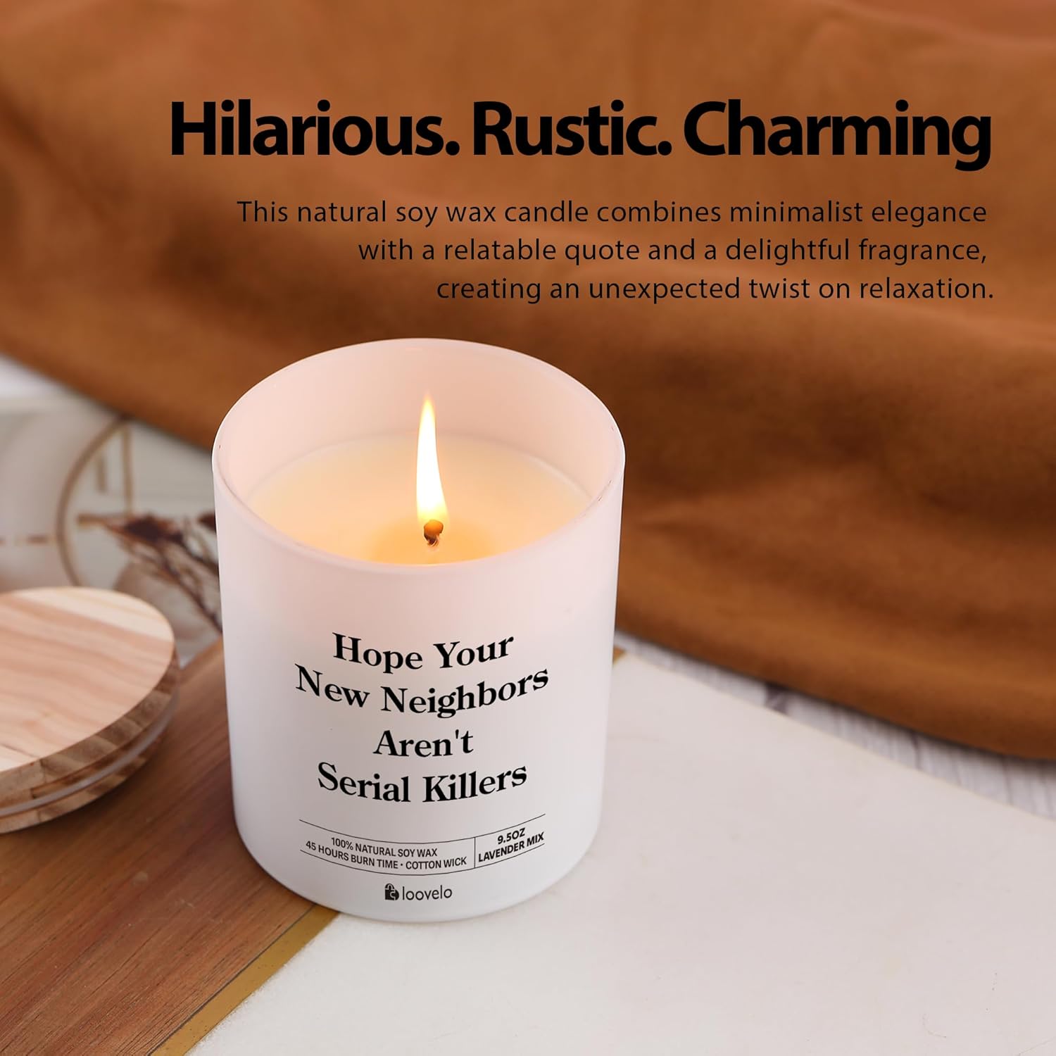 Hope Your New Neighbor Aren'T Serial Killers Neighbor Gifts Goodbye Farewell Gifts Housewarning Welcome Scented Candle Home Office Jar Candles Sage Floral Lavender Scent Soy Wax 9.5 Oz