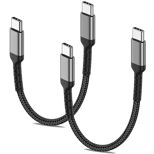 2 Pack 6 Inch USB C to USB C Cable Short Braided Fast Charging Cord for iPhone Samsung Pixel