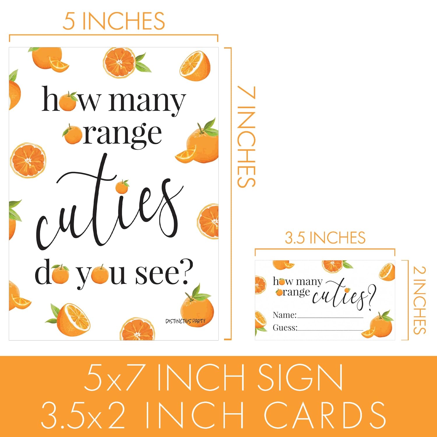 Orange Little Cutie Baby Shower Game, How Many Cuties In The Jar (1 Sign & 30 Guessing Cards)